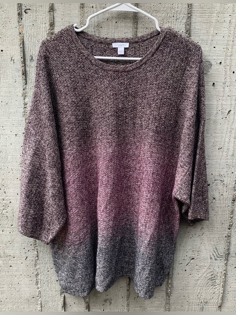 Pure Jill Women's Ombre Kimono Knit Sweater Cotton Blend Boho Effortless Chic XL